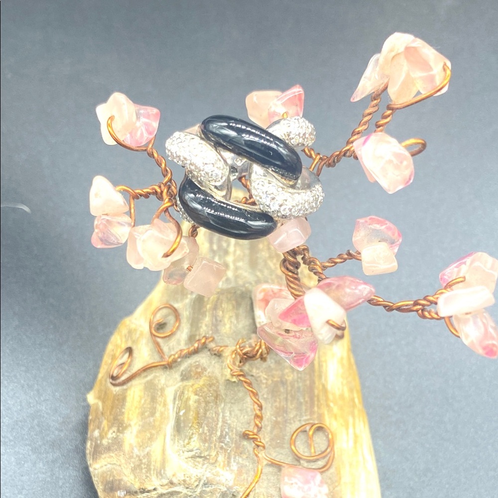 Gorgeous Vintage Enamel Crystal Ring 925